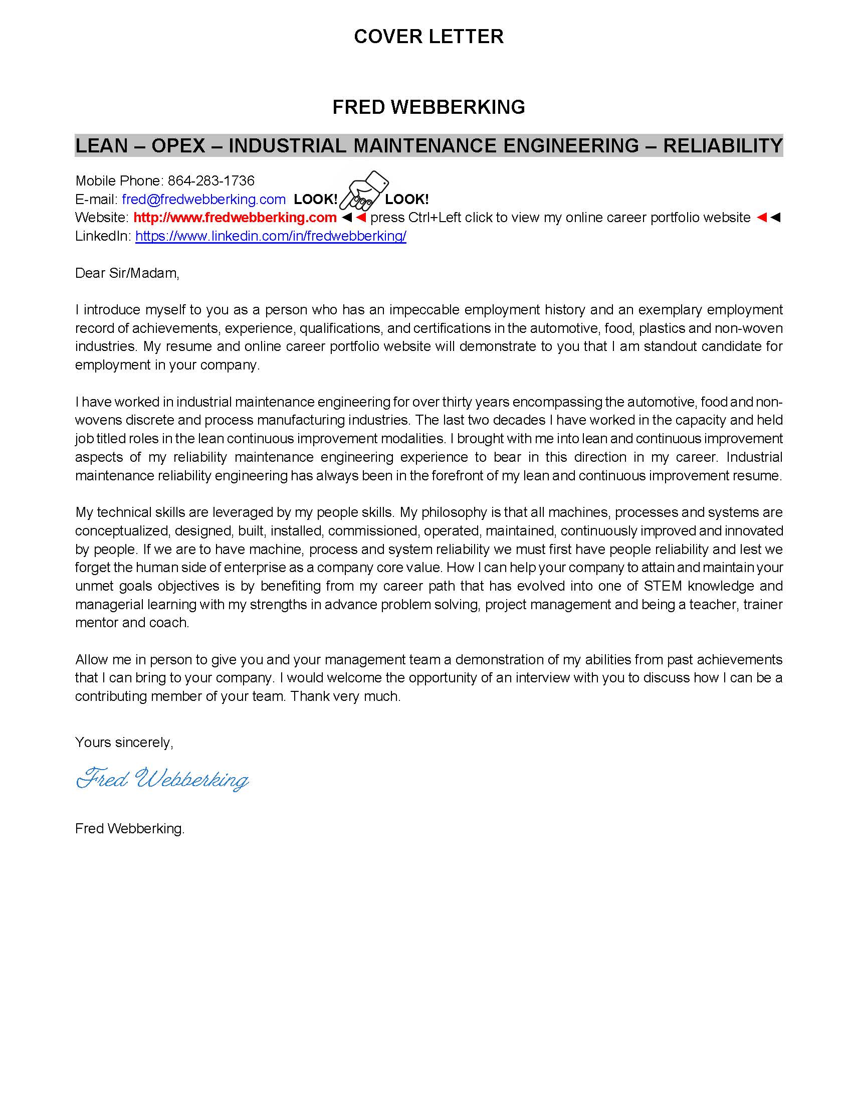 Fred Webberking_Cover Letter