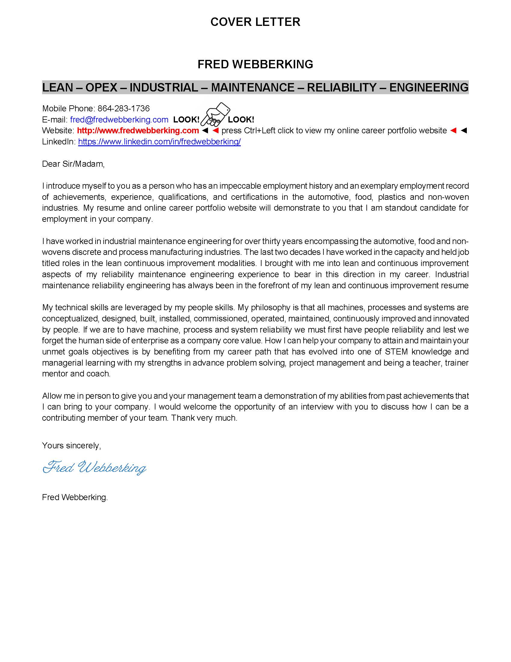 Fred Webberking_Cover Letter