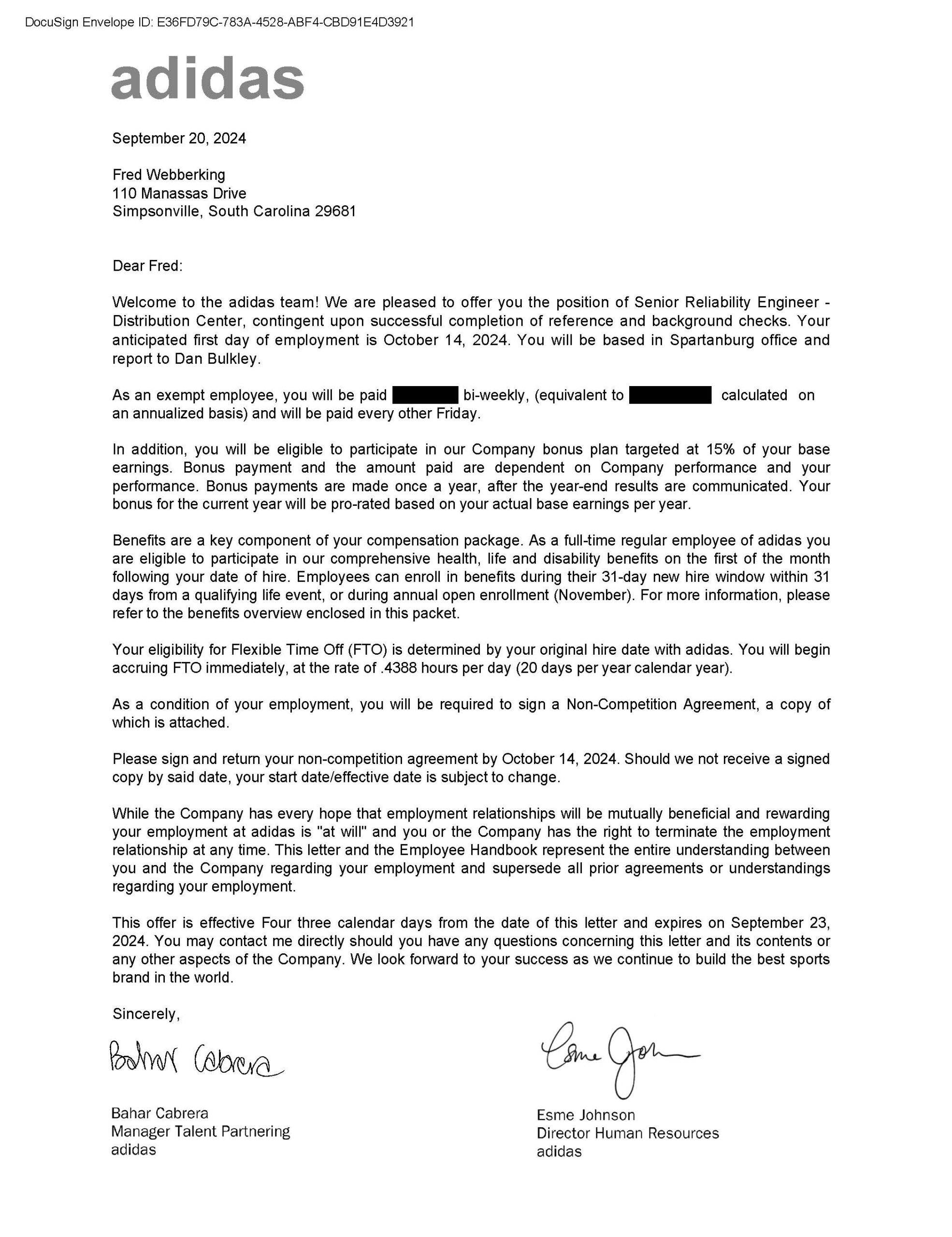 Reference Letter - Adidas - Offer Letter