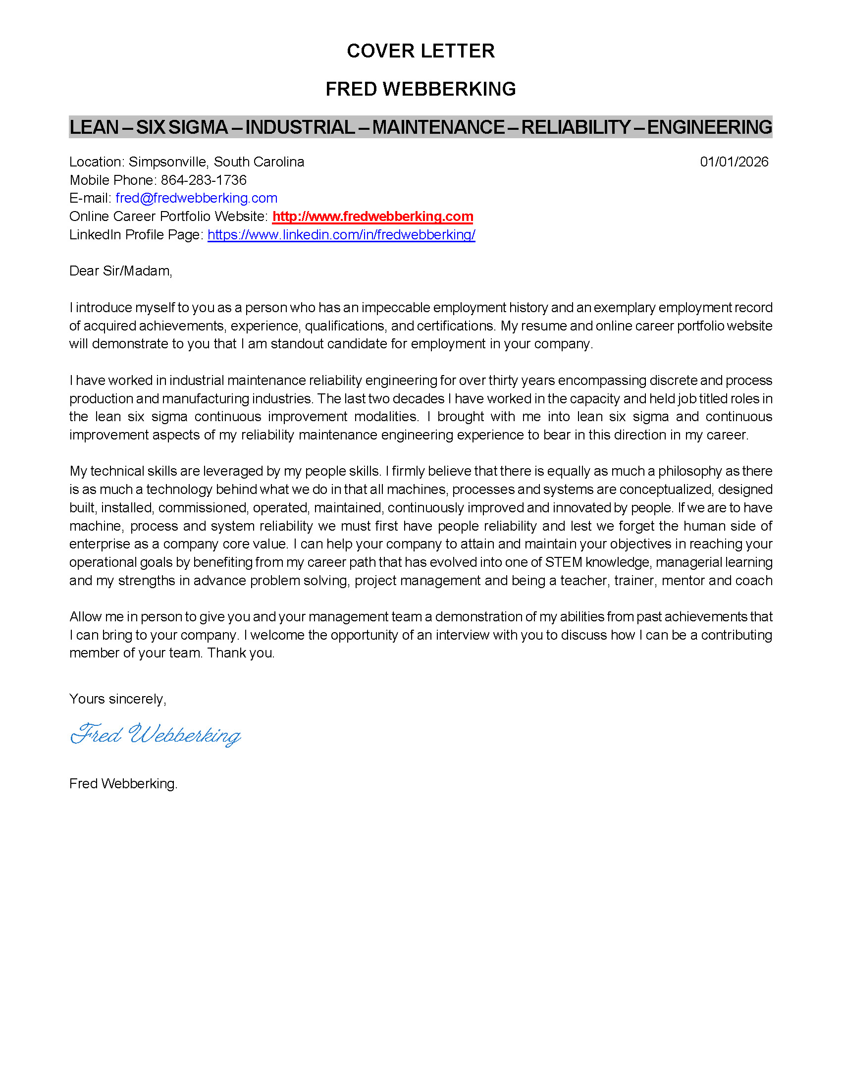 Fred Webberking_Cover Letter