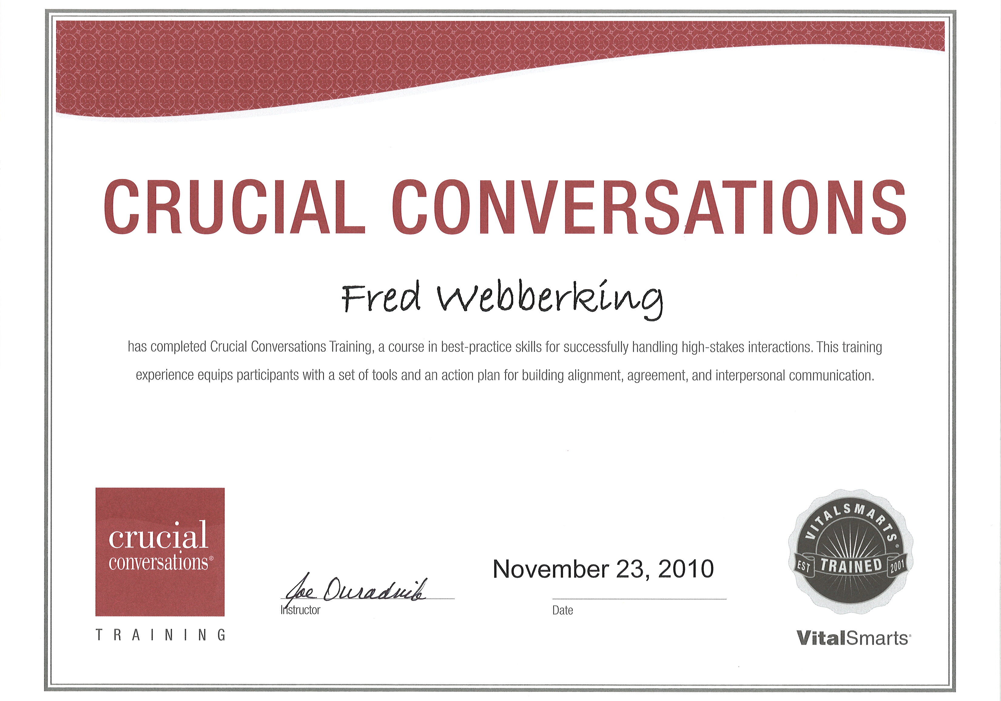 Crucial Conversations Certificate Thumbnail